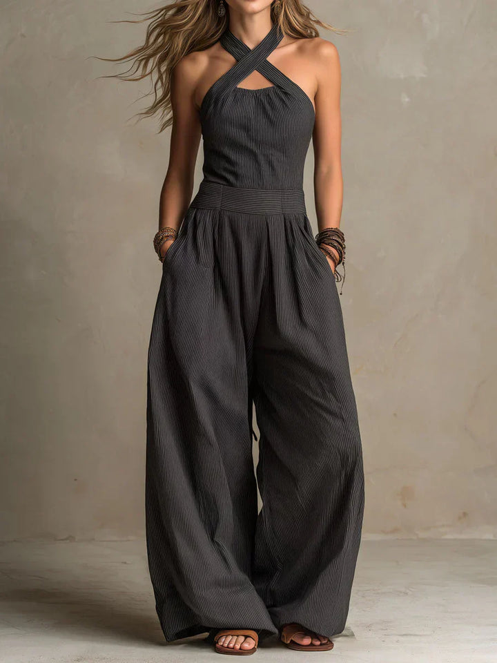 Ariadna | Elegant Cross Halter Jumpsuit